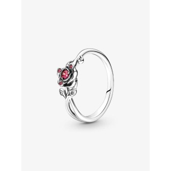 Anillo Rosa de la Bella y la Bestia de Disney Plata de primera ley   190017C01