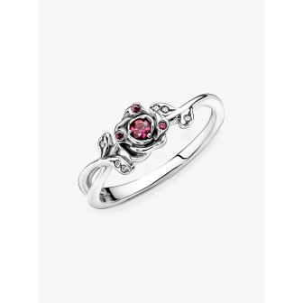 Anillo Rosa de la Bella y la Bestia de Disney Plata de primera ley   190017C01