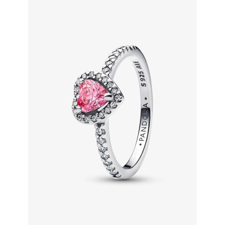 Anillo Corazón Rosa Elevado Plata de primera ley    198421C03
