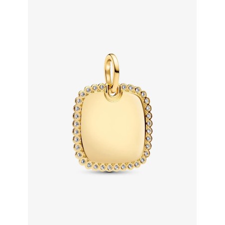 Square Shiny Engravable Tag Pendant 14k gold plating   364009C01