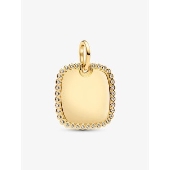 Colgante Etiqueta Grabable Cuadrada Brillante Recubrimiento en oro de 14k   364009C01