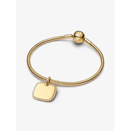 Square Shiny Engravable Tag Pendant 14k gold plating