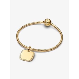 Colgante Etiqueta Grabable Cuadrada Brillante Recubrimiento en oro de 14k   364009C01