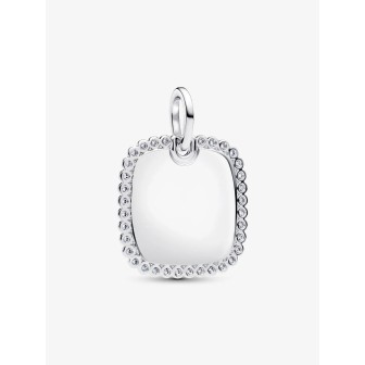 Colgante Etiqueta Grabable Cuadrada Brillante Plata de primera ley     394009C01