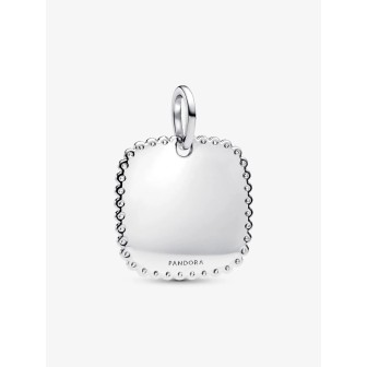 Colgante Etiqueta Grabable Cuadrada Brillante Plata de primera ley     394009C01