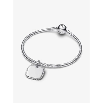 Colgante Etiqueta Grabable Cuadrada Brillante Plata de primera ley     394009C01