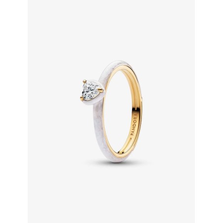 Anillo Corazón Chakra Blanco Recubrimiento en oro de 14k   163088C01