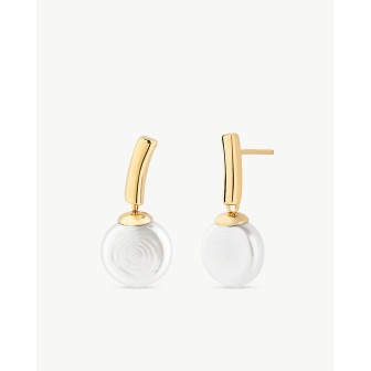 10mm Flat Pearl Earrings, Gold Spike     09286.01.1.E00.906.1