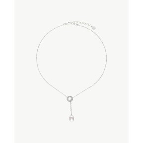 12mm White Pearl Necklace with Gold Moonlight
