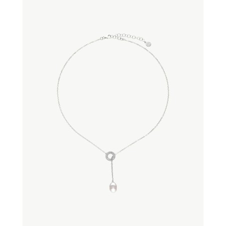 12mm White Pearl Necklace with Gold Moonlight