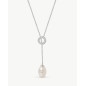 12mm White Pearl Necklace with Gold Moonlight