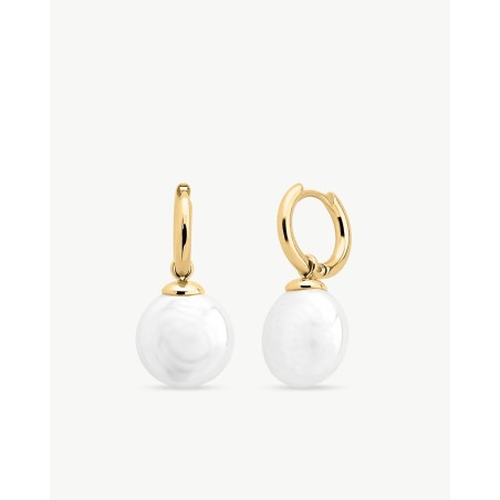 Pendientes Aro y Perla 12mm Dorados Wild Pearls