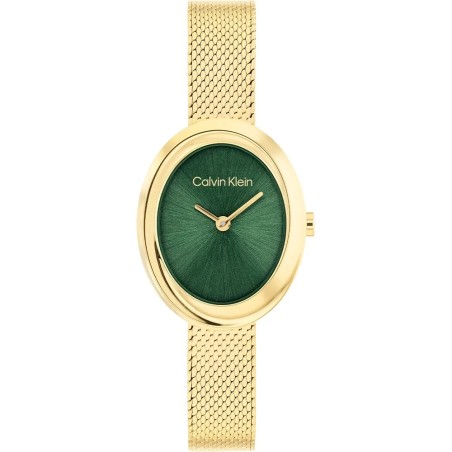 Reloj Calvin Klein Twisted Bezel Dorado y Verde Analógico Mujer 25100152
