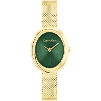 Calvin Klein Twisted Bezel Gold and Green Analogue Watch 25100152
