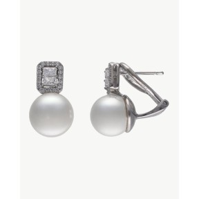 10mm Square Zirconia and Pearl Earrings Exquisite.    18208.01.2.E00.907.1