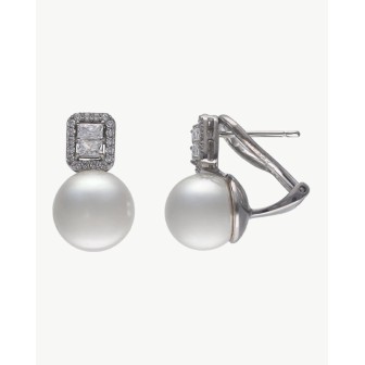 10mm Square Zirconia and Pearl Earrings Exquisite.    18208.01.2.E00.907.1
