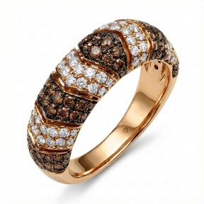 Anillo de oro rosa + brillantes