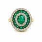 18 KTS BICOLOR GOLD RING WITH EMERALDS AND DIAMONDS