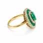 18 KTS BICOLOR GOLD RING WITH EMERALDS AND DIAMONDS