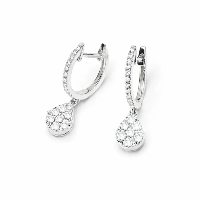 PENDIENTES DE DIAMANTES EN TALLA BRILLANTE ENGASTADO EN ORO BLANCO DE 18KTS