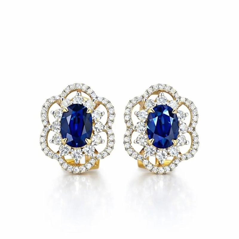 PENDIENTES DE ZAFIROS Y DIAMANTES