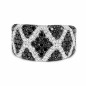 14 kts white gold ring with black and white diamonds