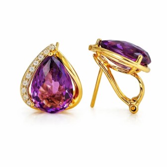 PENDIENTES DE AMATISTA Y DIAMANTES