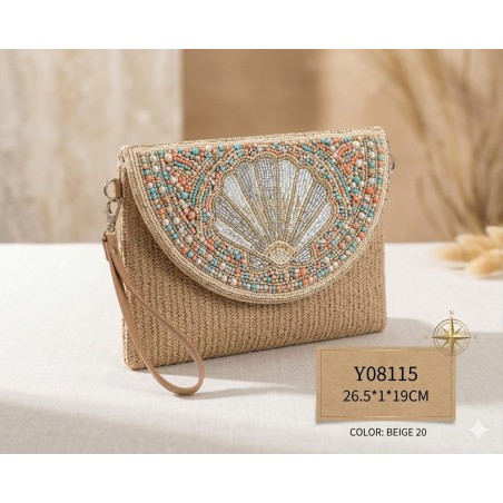 CARTERA RAFIA CON PEDRERIA