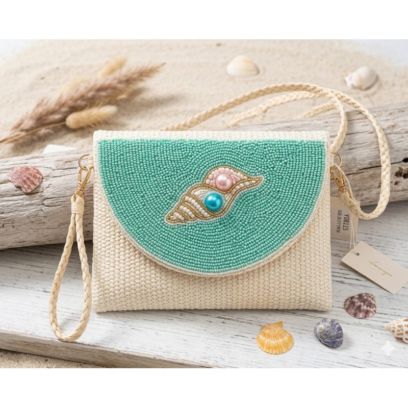 CARTERA RAFIA CON PEDRERIA