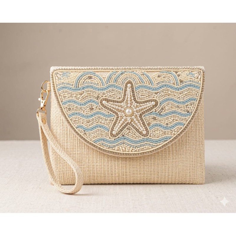 CARTERA RAFIA CON PEDRERIA