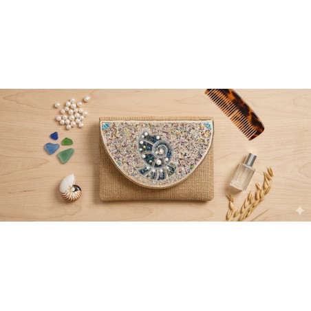 CARTERA RAFIA CON PEDRERIA