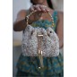 Party bag with rhinestones and a gold-coloured metal handle
