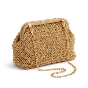 Elegant gold party bag with chain | Women’s clutch bag for events and weddings