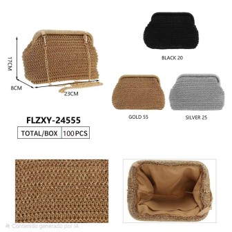 Elegant black evening bag with a gold chain | Women’s clutch bag for events and weddings