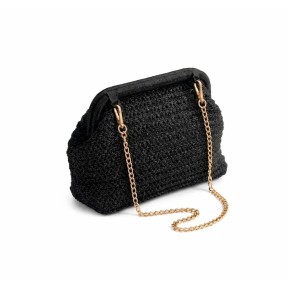 Bolso de fiesta negro elegante con cadena dorada | Clutch mujer para eventos y bodas