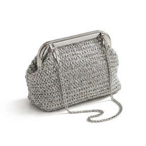 Bolso de Fiesta Plateado Elegante con Cadena – Clutch Brillante para Eventos