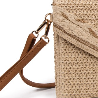 Braided natural raffia clutch bag | Elegant handmade bag with a strap