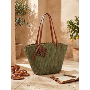 Bolso Tote de Rafia Verde – Estilo Mediterráneo Elegante