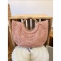 Pink Crochet Clutch Bag with Rattan Handle – Bohemian Chic Style Pink Crochet Clutch Bag with Rattan Handle – Bohemian Chic Style