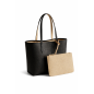 Stylish Women's Tote Bag with Toiletry Bag – Minimalist Design in Black and Beige Stylish Women's Tote Bag with Toiletry Bag – Minimalist Design in Black and Beige