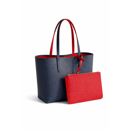Women's Blue Tote Bag with Toiletry Bag | Large, Stylish, Modern Bag