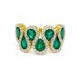 18 KTS BICOLOR GOLD RING WITH EMERALDS AND DIAMONDS