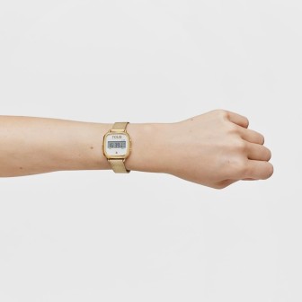 Digital watch with gold-coloured IPG steel bracelet – D-Logo New     Ref. 3000129400