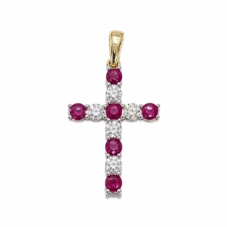 Cruz de Oro con Rubí y Diamantes
