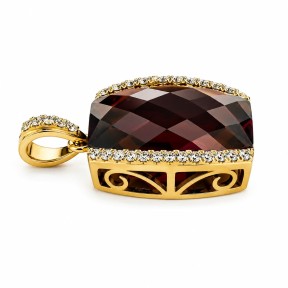 COLGANTE CON GRANATE Y DIAMANTES BLANCOS