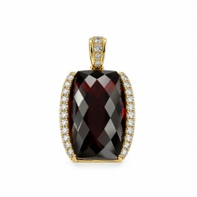 COLGANTE CON GRANATE Y DIAMANTES BLANCOS