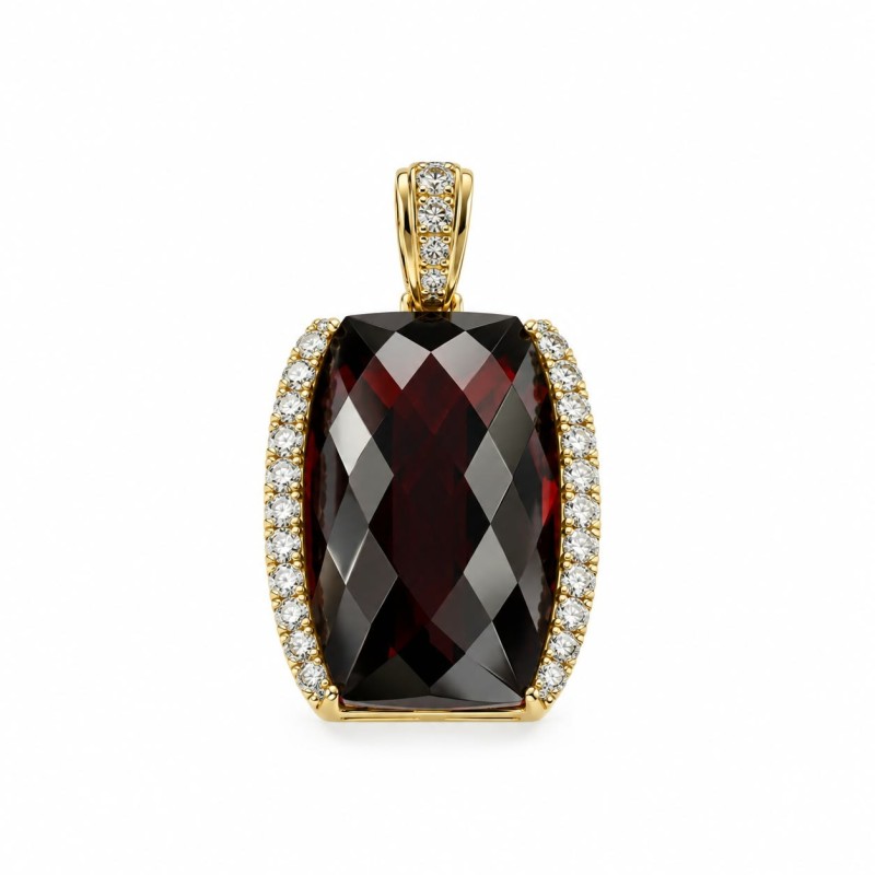 COLGANTE CON GRANATE Y DIAMANTES BLANCOS COLGANTE CON GRANATE Y DIAMANTES BLANCOS