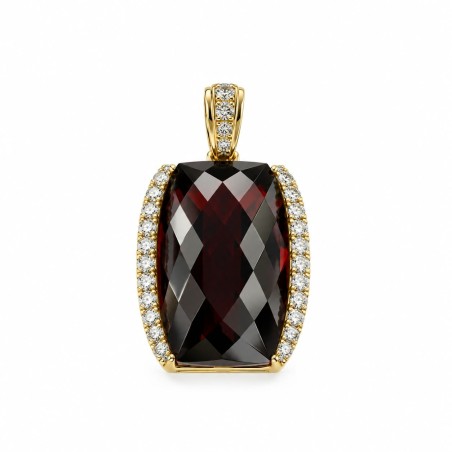 COLGANTE CON GRANATE Y DIAMANTES BLANCOS