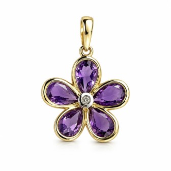 COLGANTE CON AMATISTA Y DIAMANTES BLANCOS