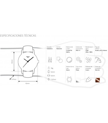 Reloj Tissot Tradition de hombre 3 agujas con correa de piel T0636101603700.